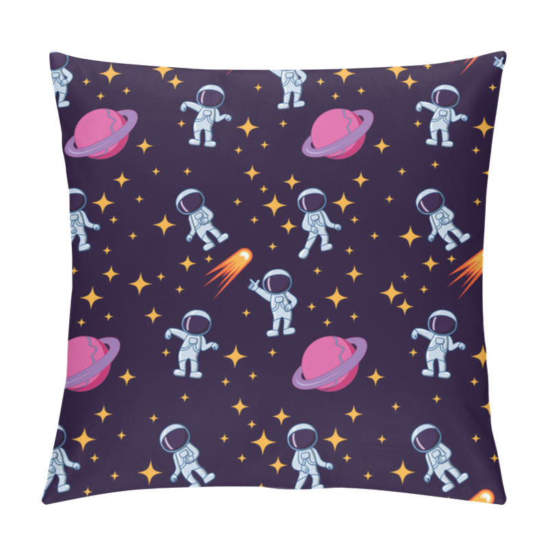 Personality  Seamless Pattern With Astronauts Floating In Space. Vector Illustration Pillow Covers