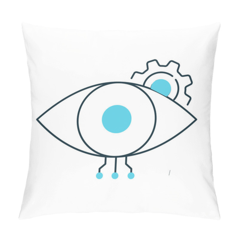 Personality  Smart AI Eye For Computer Vision Vector Icon Design, Digital Eye, Visual Tech, Neural Networks, Pattern Detection Pillow Covers