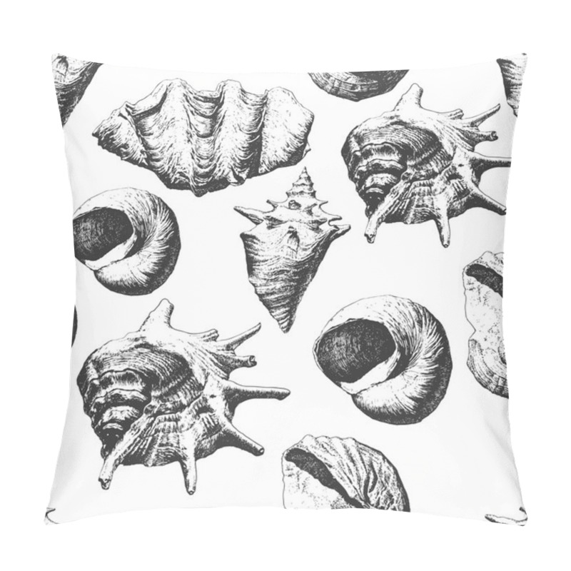 Personality  Seamless Pattern With Different Shells  Pillow Covers