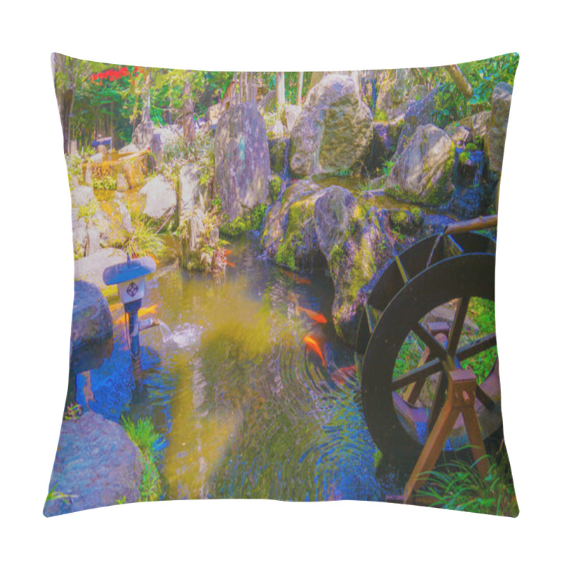 Personality  Garden Water Wheel. Shooting Location: Chofu City, Tokyo Pillow Covers