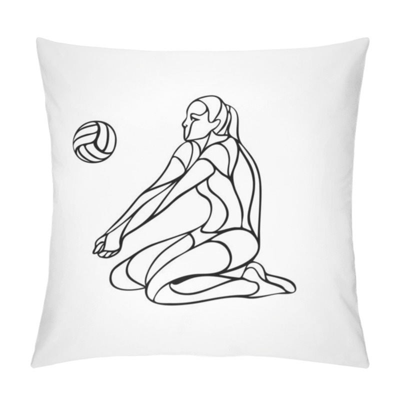 Personality  Woman Volleyball Player Silhouette Passing Ball Vector Eps10 Pillow Covers