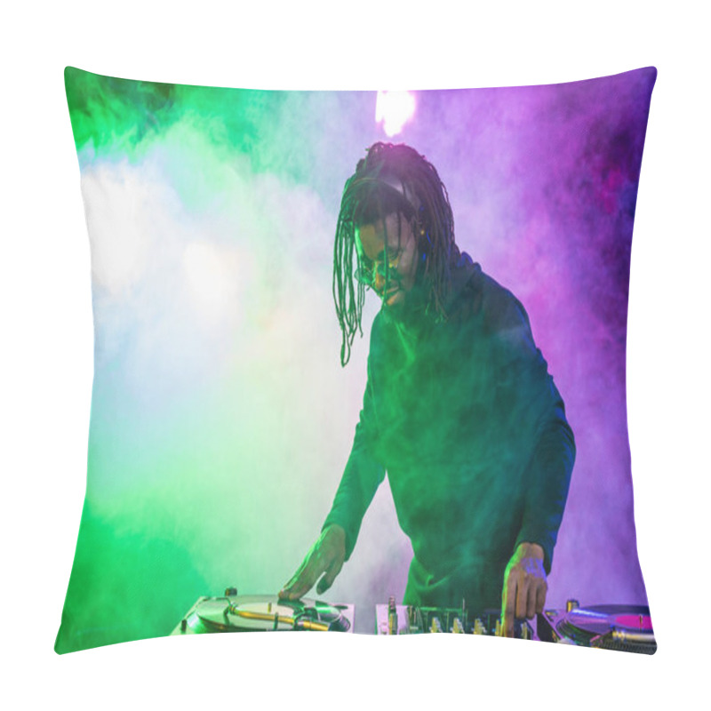 Personality  Professional DJ In Headphones With Sound Mixer Pillow Covers