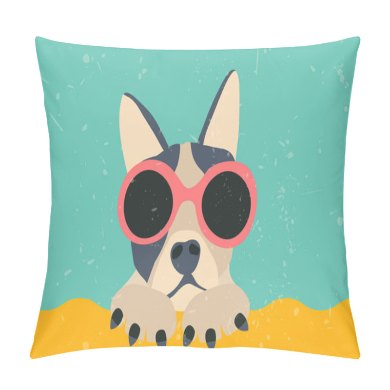 Personality  Cute Little Pug With Sunglasses Pillow Covers