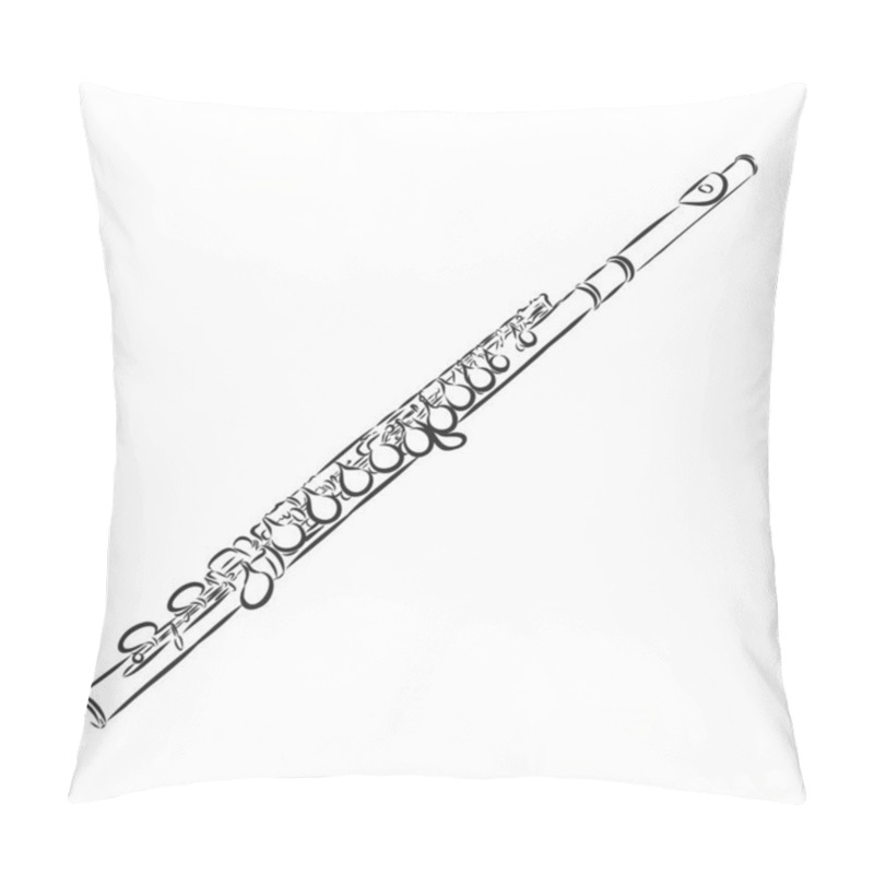 Personality  Flute Illustration, Drawing, Engraving, Ink, Line Art, Vector Pillow Covers