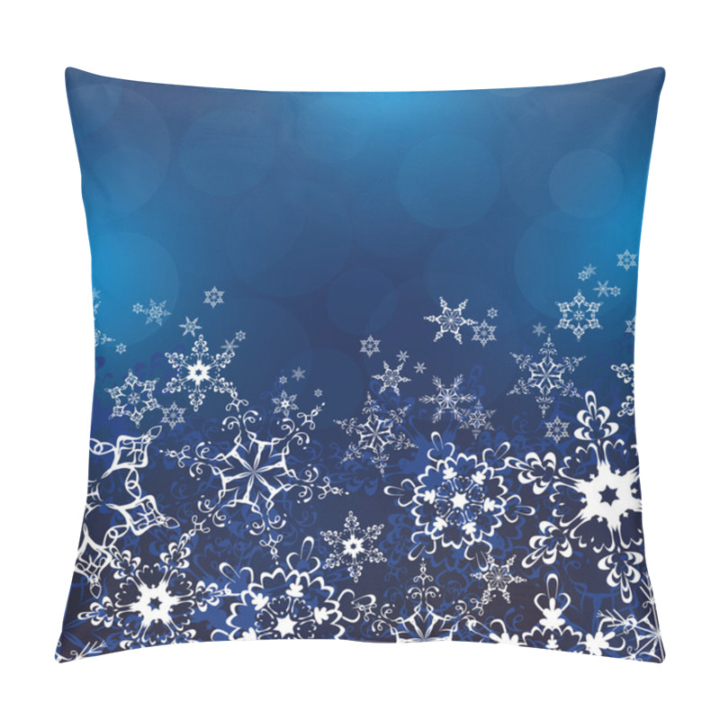 Personality  Winter Blue Background With Ornate Snowflakes Pillow Covers