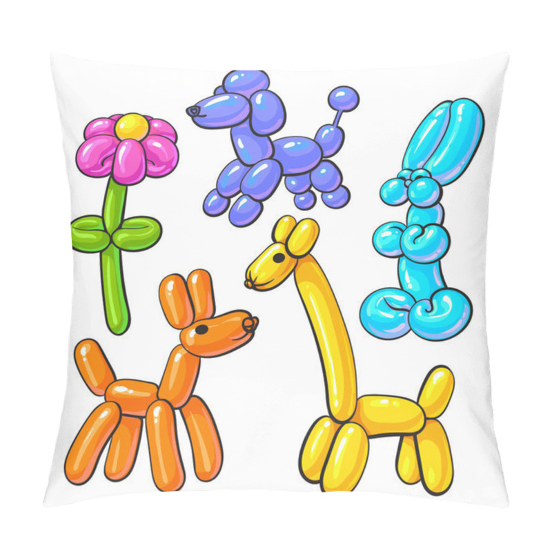 Personality  Set Of Balloon Animals - Dog, Poodle, Giraffe, Flower, Rabbit Pillow Covers