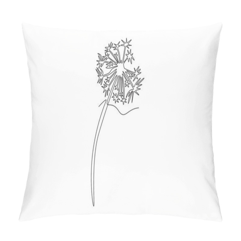 Personality  Continuous One Line Drawing Beauty Fresh Taraxacum For Home Decoration Wall Art Poster Print. Printable Decorative Dandelion Flower For Green Park. Single Line Draw Design Vector Graphic Illustration Pillow Covers