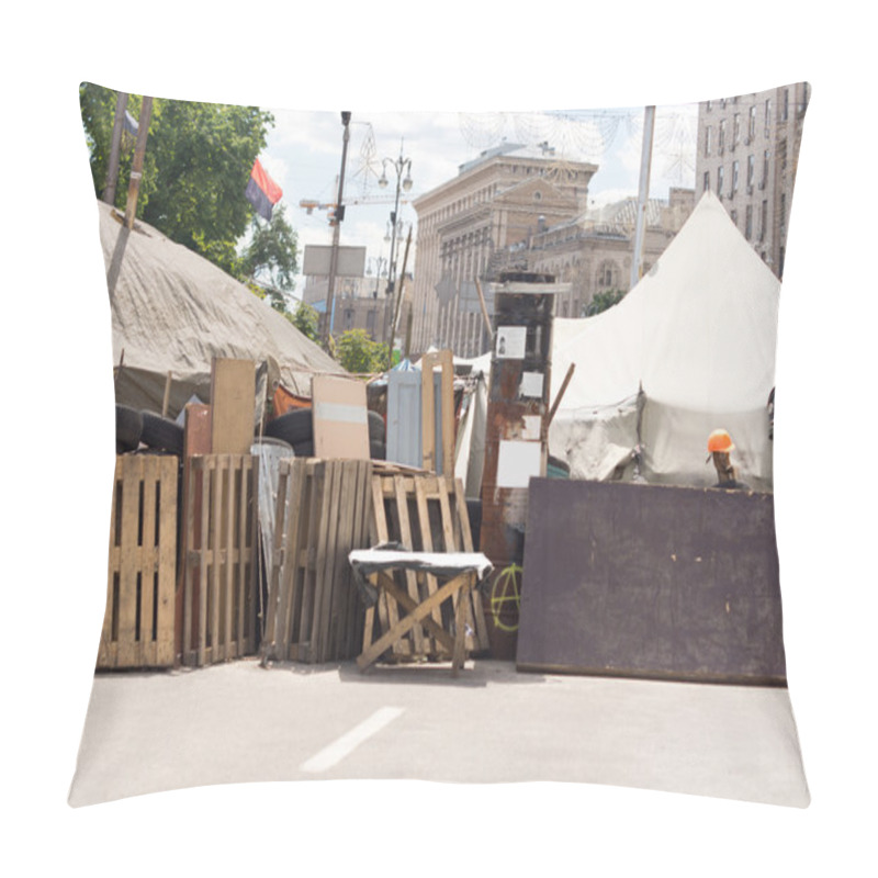 Personality  Barricade Across A Town Street For A Fair Or Race Pillow Covers