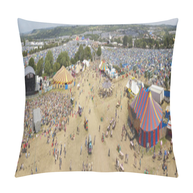 Personality  Panoramic View Of The Glastonbury Festival Site Pillow Covers