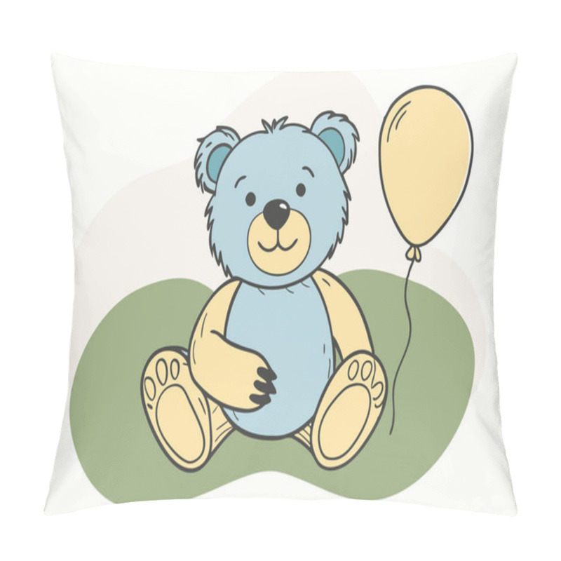 Personality  Cartoon Teddy Bear And Balloon Illustration For Kids Pillow Covers