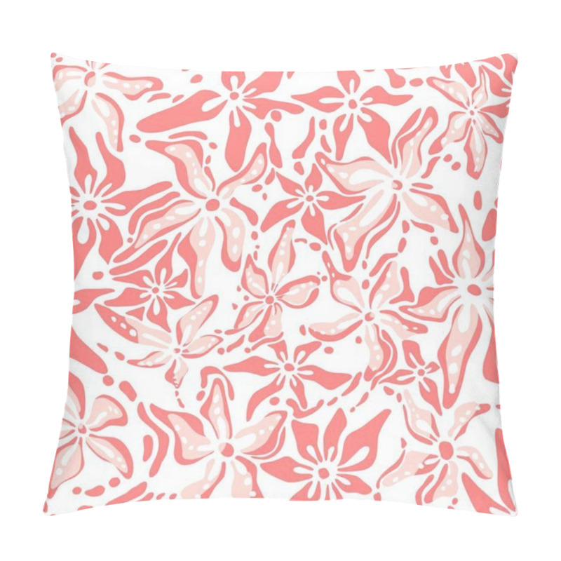 Personality  Decorative Pink Floral Abstract Motif On White Background  Pillow Covers