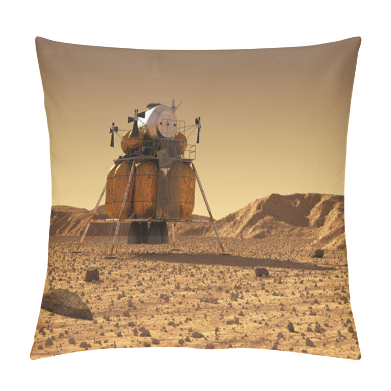 Personality  Descent Module Of Interplanetary Space Station On Surface Of Planet Mars Pillow Covers