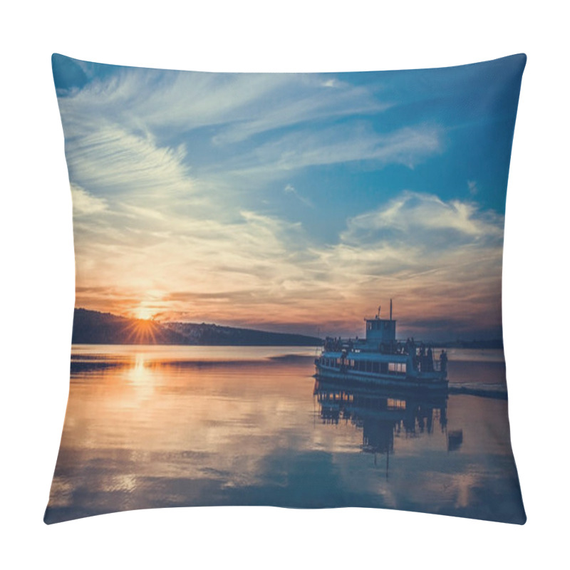 Personality  Ship On Beautiful Lake Pillow Covers