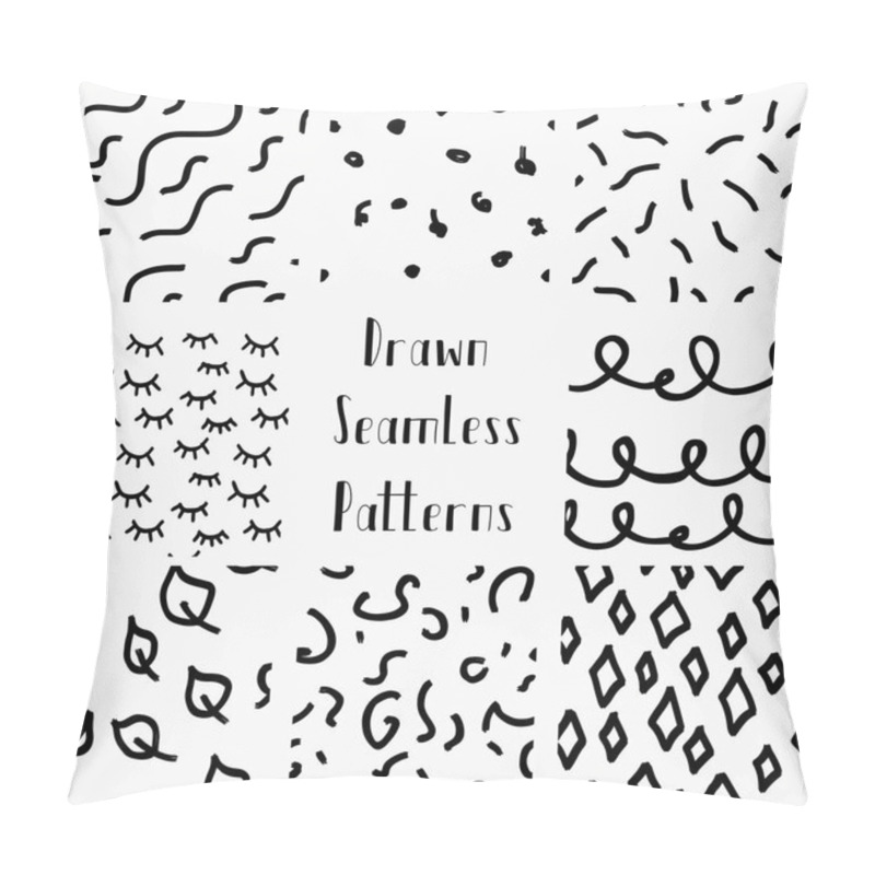 Personality  Vector Abstract Hand Drawn Black Seamless Patterns Pillow Covers