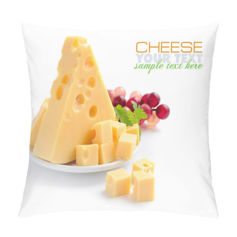 Personality  Pieces Of Cheese On A Dish Isolated On A White Background Pillow Covers