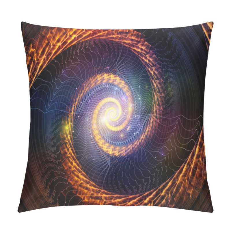 Personality  Design Made Of Glowing Golden Spiral Patterns And Lights On The Subject Of Education And Science. Pillow Covers