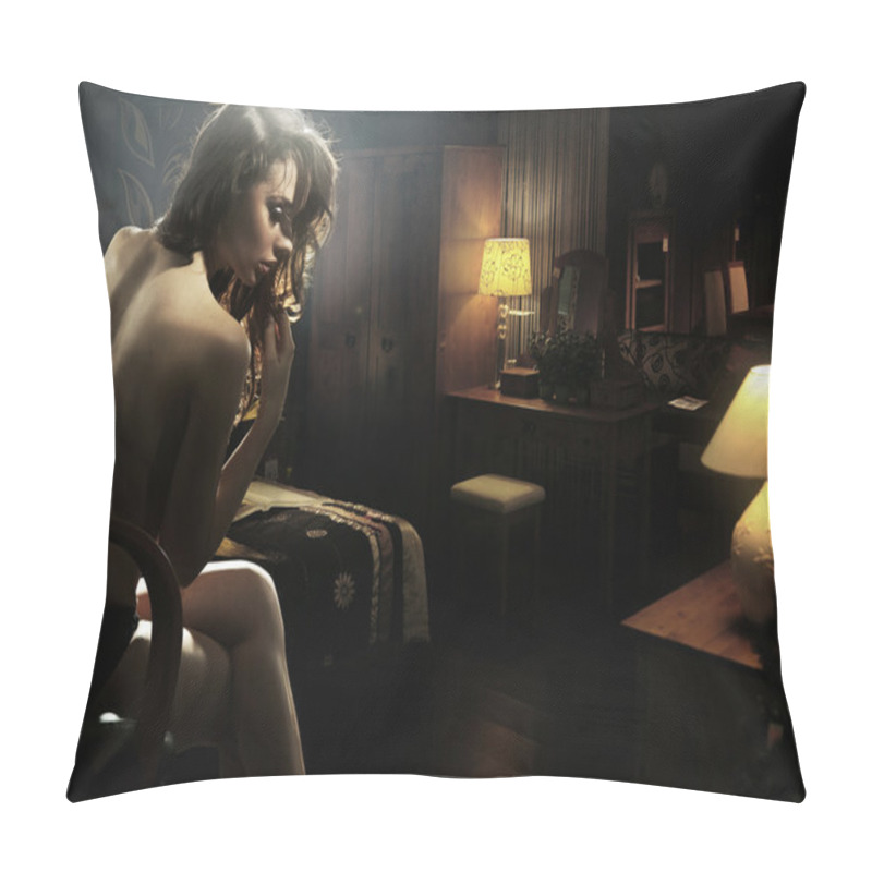 Personality  Young Beauty In A Stylish Room Pillow Covers