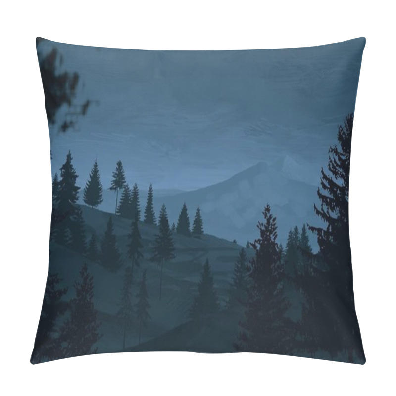 Personality  Abstract Foggy Mountains Landscape With Copy Space, Natural Background Pillow Covers