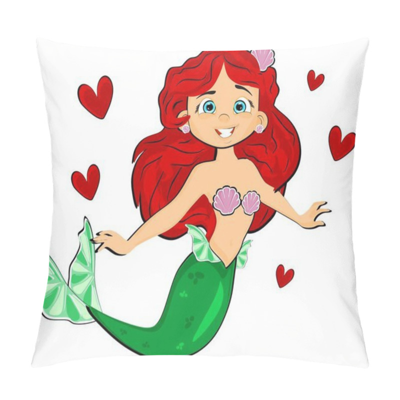 Personality  Little Mermaid And Many Red Hearts Pillow Covers