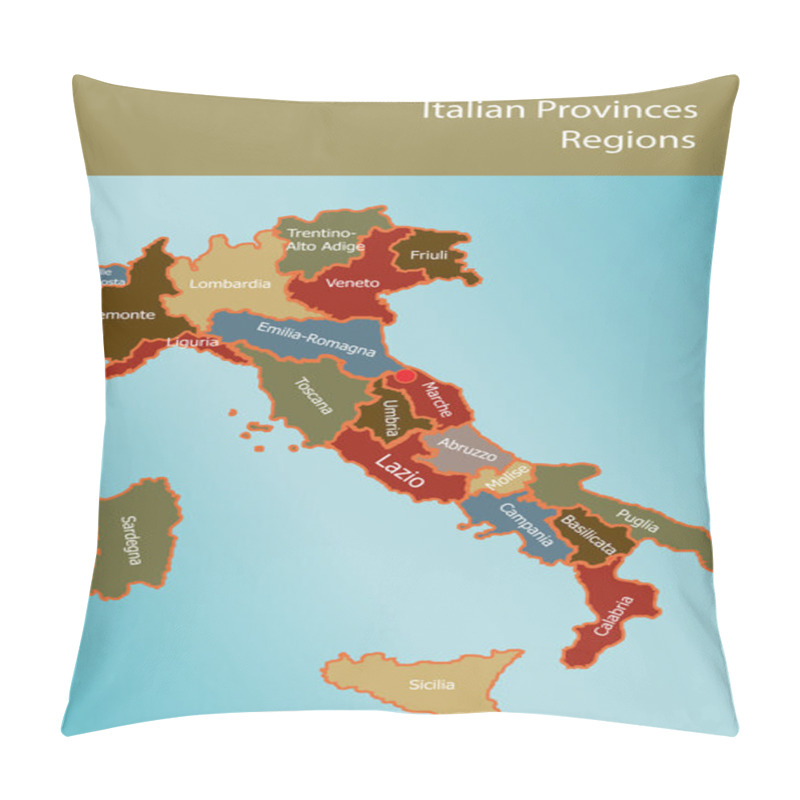 Personality  Map Of Italy Pillow Covers