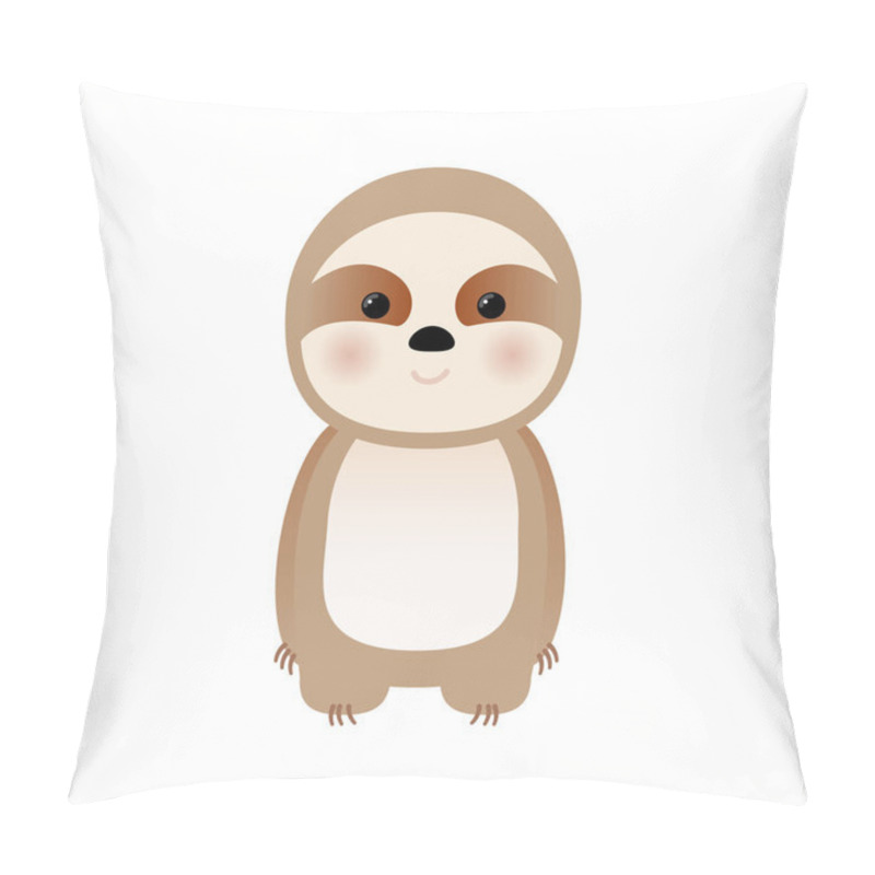 Personality  Cartoon Funny Cute Sloth Isolated On White Background Pillow Covers