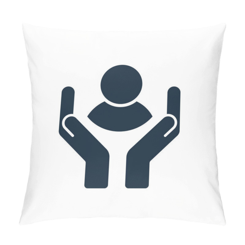 Personality  Customer Care Icon. Hands With Customer Inside. Pillow Covers