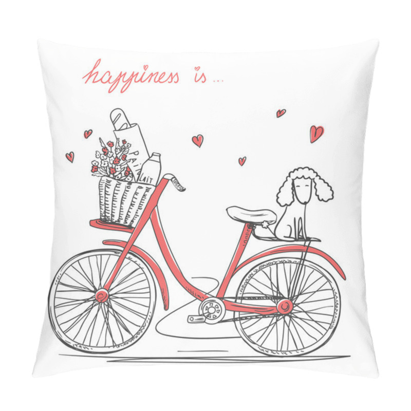 Personality  Bicycle With A Flowers And Dog Pillow Covers