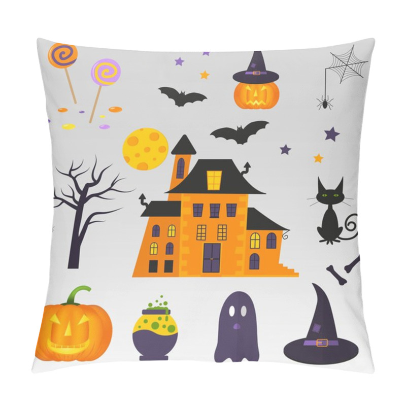 Personality  Set Of Cute Halloween Icons Pillow Covers