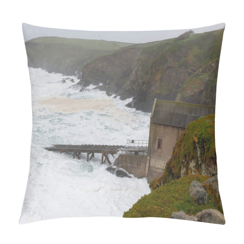 Personality  Rough Seas At The Lizard Point In Cornwall During Storm Kathleen On April 6th 2024 Pillow Covers