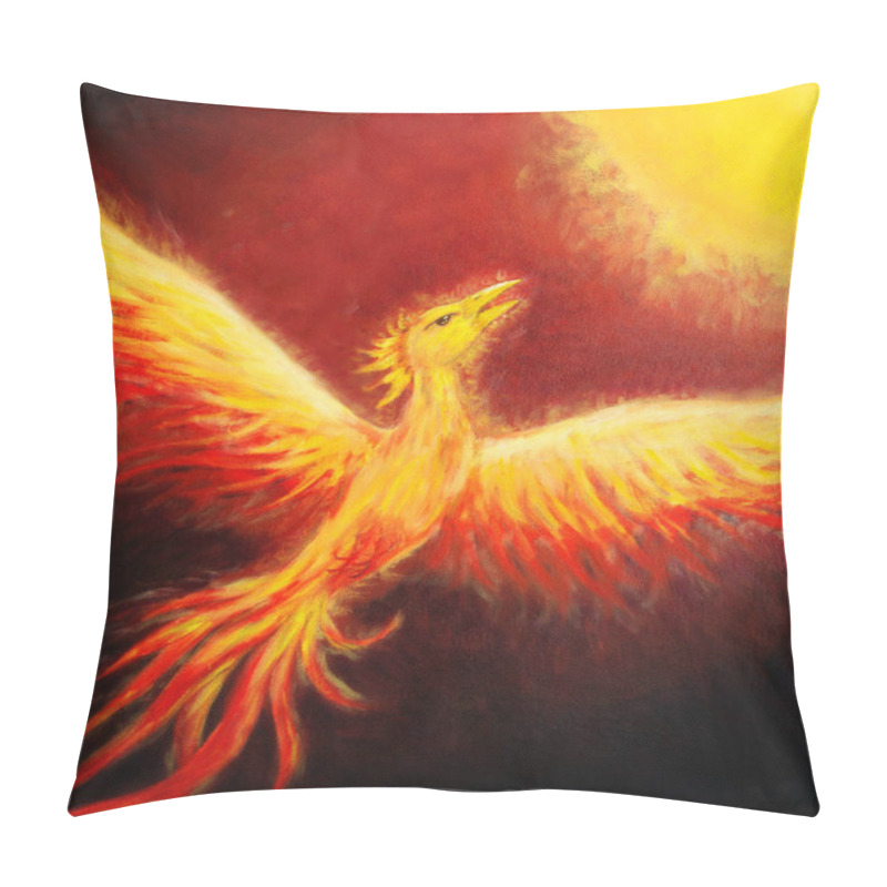 Personality  Flying Phoenix Bird As Symbol Of Rebirth And New Beginning. Pillow Covers