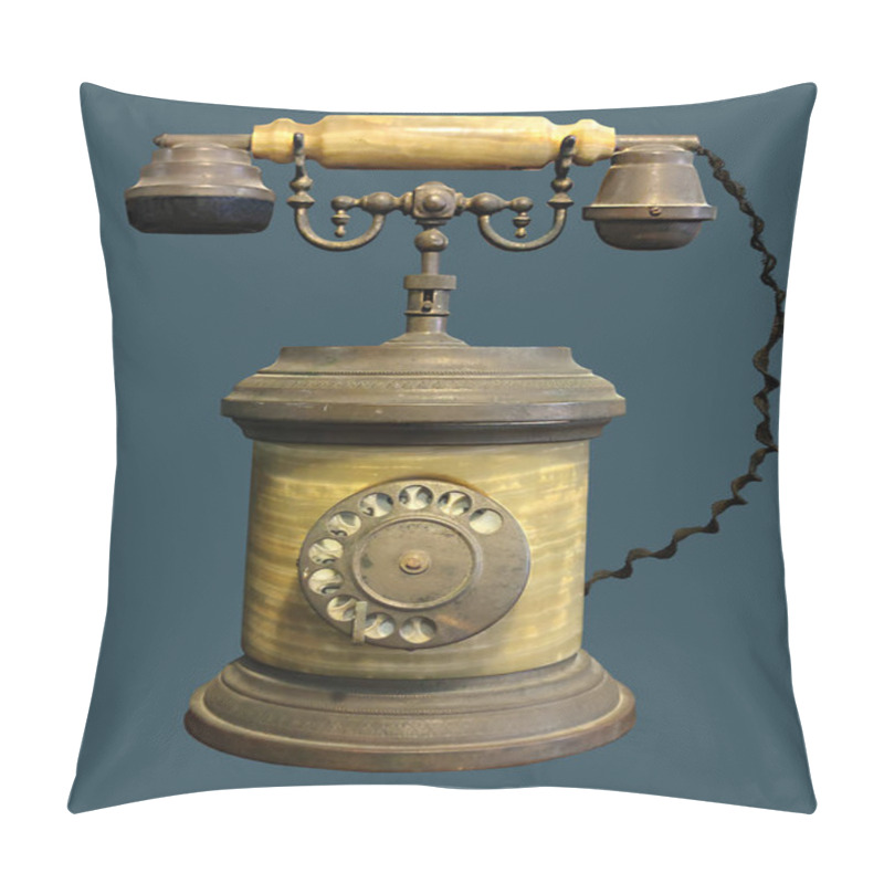 Personality  Antique Rotary Dial Telephone On Isolated Blue Background With Clipping Path. Pillow Covers