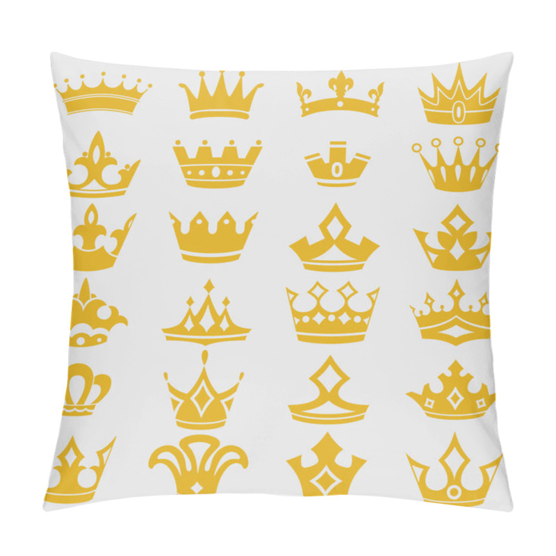 Personality  Golden Crown Vector Illustration Set. Pillow Covers