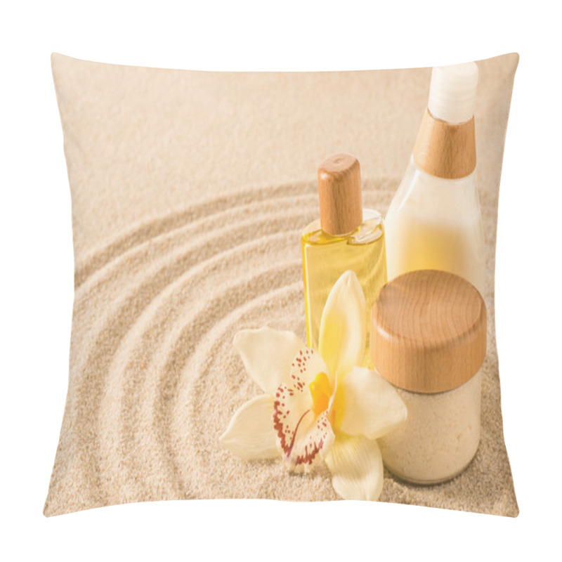 Personality  Spa Body Product On Sand Orchid Flower Pillow Covers