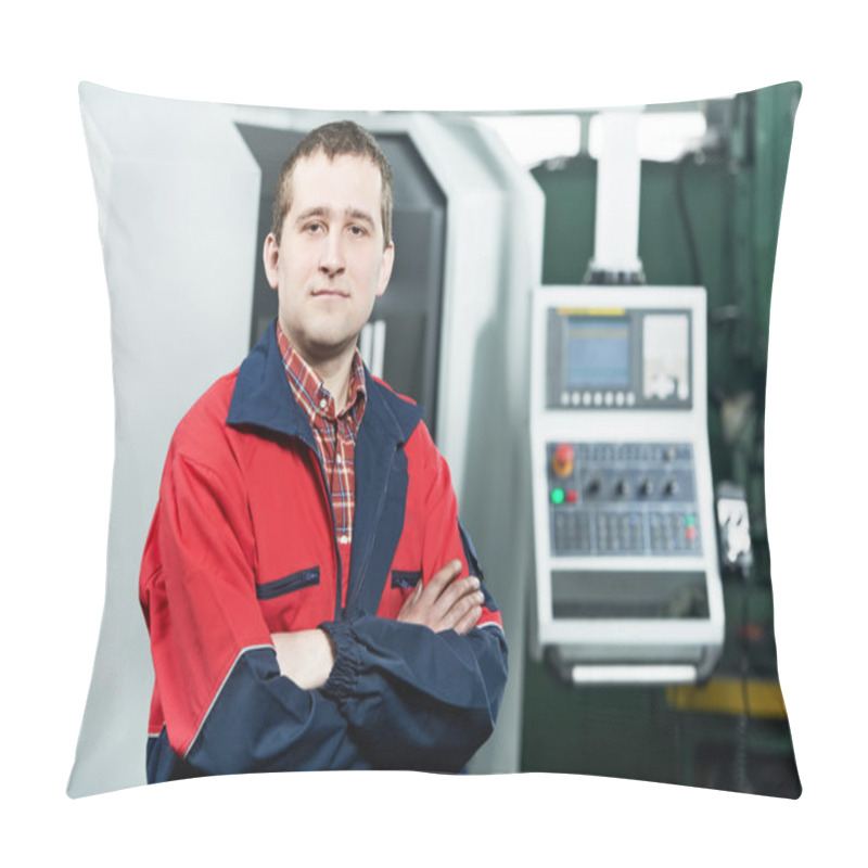 Personality  Worker Operating CNC Machine Center Pillow Covers