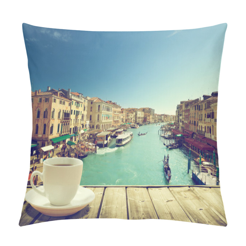 Personality  Coffee On Table And Venice In Sunset Time, Italy Pillow Covers