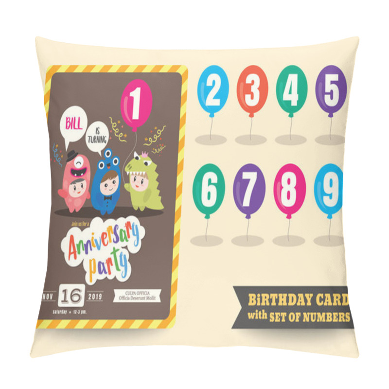 Personality  One Year Anniversary Kids Birthday Celebration Template Pillow Covers