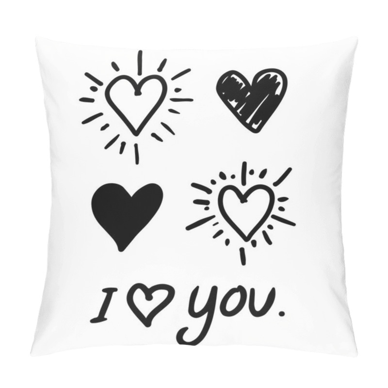 Personality  Heart Hand Draw Icons Pillow Covers