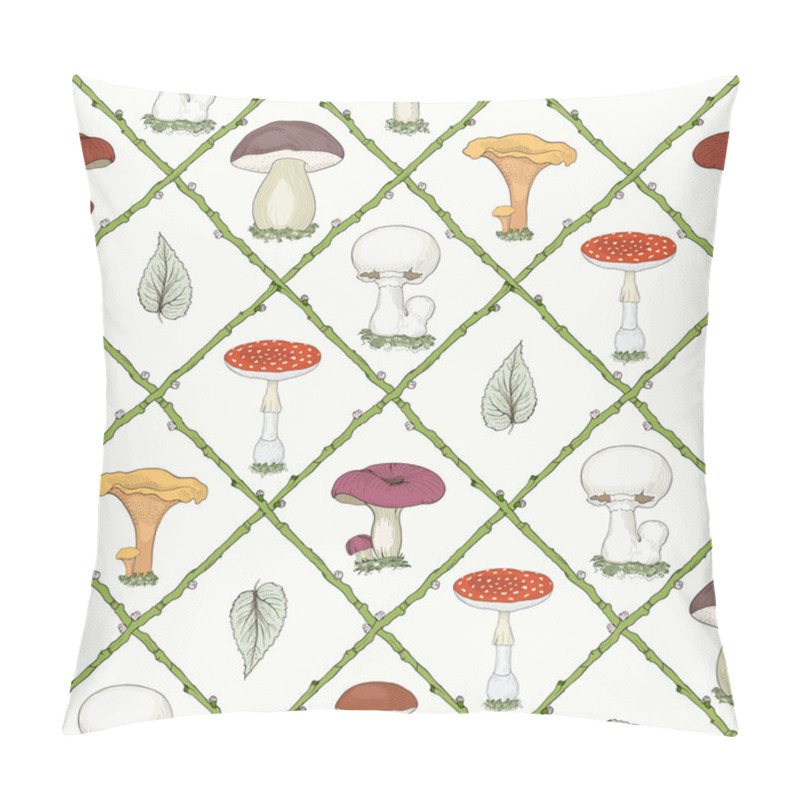 Personality  Hand Drawn Mushrooms Seamless Pattern Pillow Covers