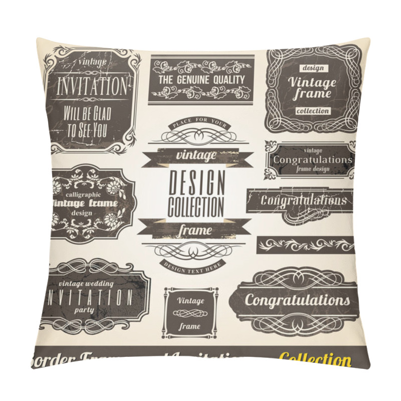 Personality  Calligraphic Element Border Corner Frame And Invitation Collecti Pillow Covers