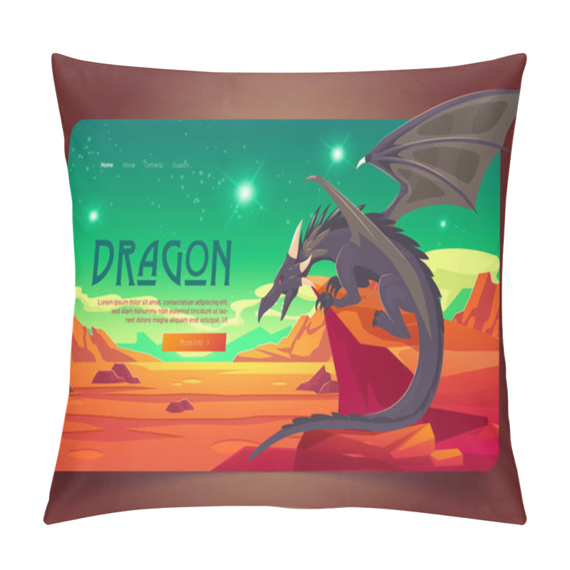 Personality  Dragon Cartoon Landing Page With Magic Character Pillow Covers