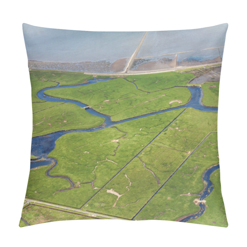 Personality  Hallig Hooge, Aerial Photo Of The Schleswig-Holstein Wadden Sea  Pillow Covers