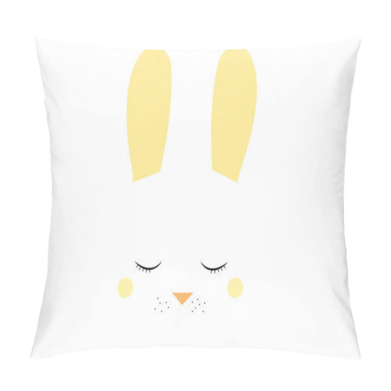 Personality  Illustration Of Cartoon Rabbit With Closed Eyes Isolated On White, Happy Easter Concept Pillow Covers