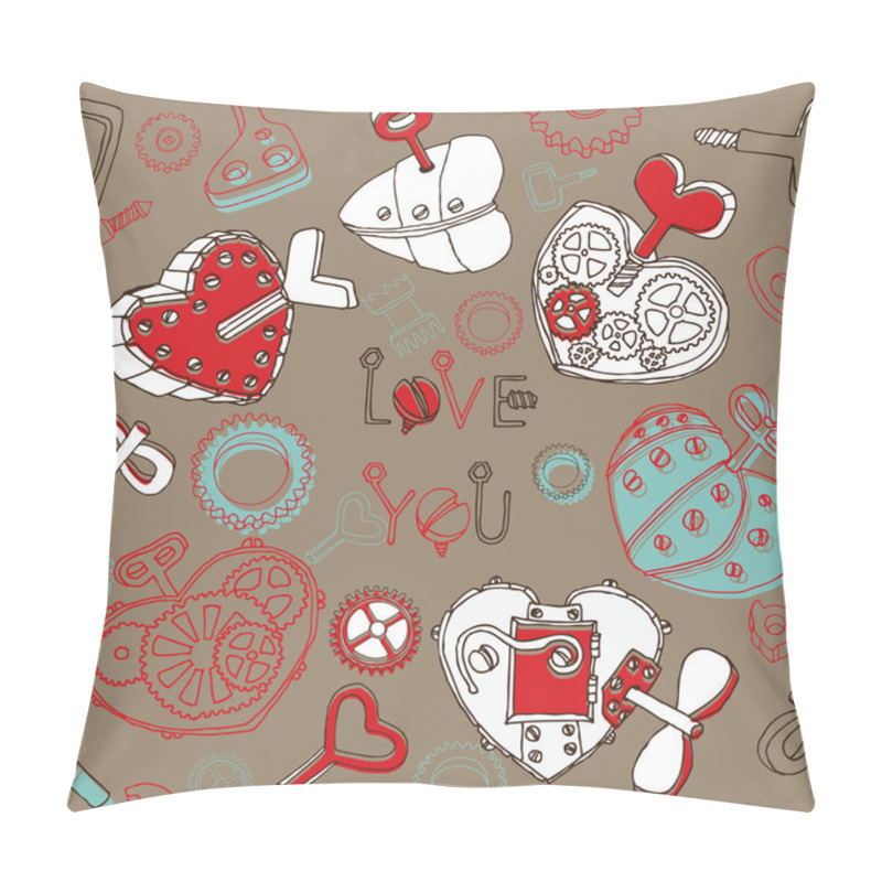 Personality  Mechanical Valentine's Hearts Background Pillow Covers