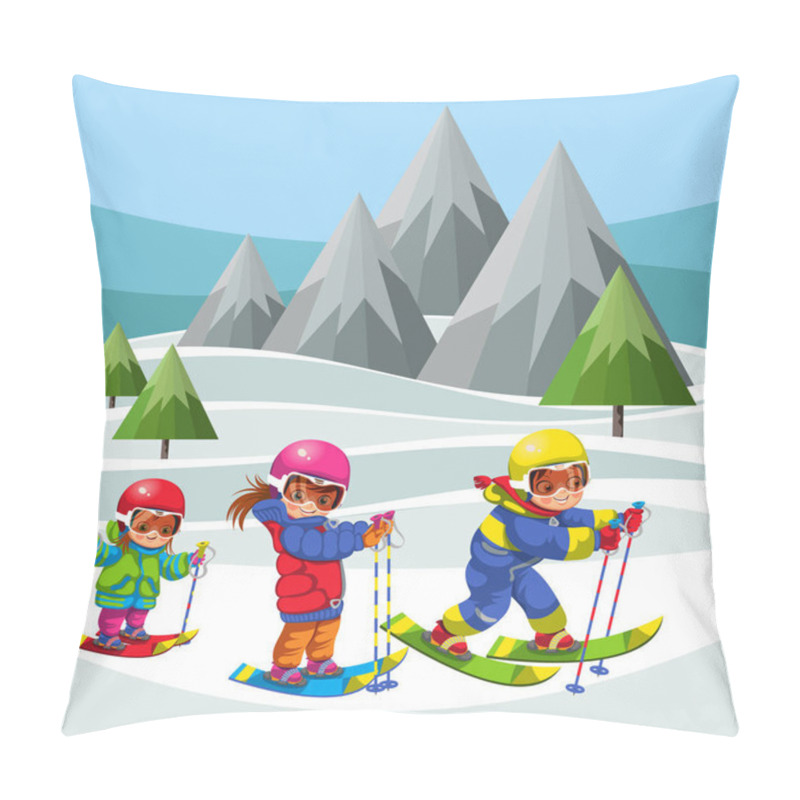 Personality  Cartoon Cheerful Childrens Moving On Ski In Suit Pillow Covers