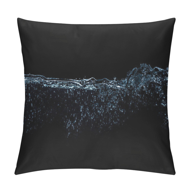 Personality  Close Up View Of Clean Water Splash Isolated On Black Pillow Covers