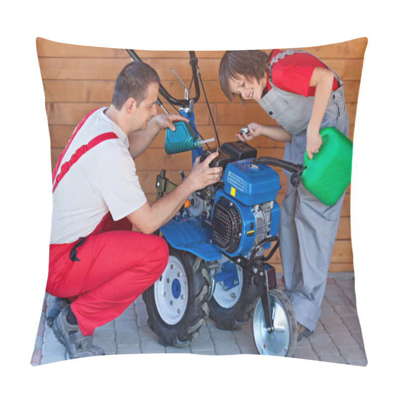 Personality  Filling Up A Tiller Machine - Small Scale Agriculture Pillow Covers