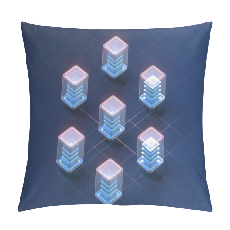 Personality  Block Chains With A Black Background, 3d Rendering. Computer Digital Drawing, Pillow Covers