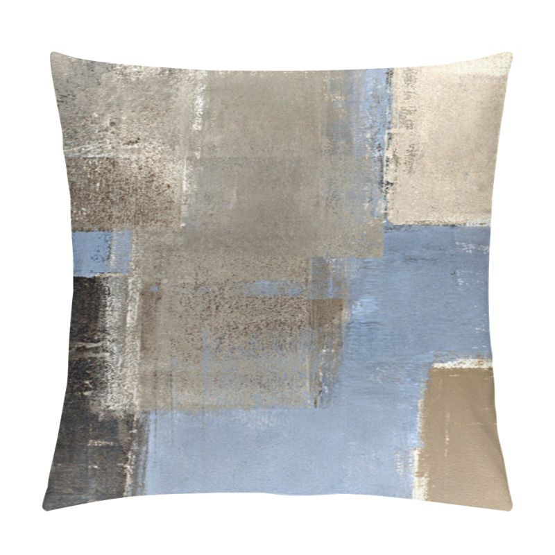 Personality  Blue And Brown Abstract Art Painting Pillow Covers