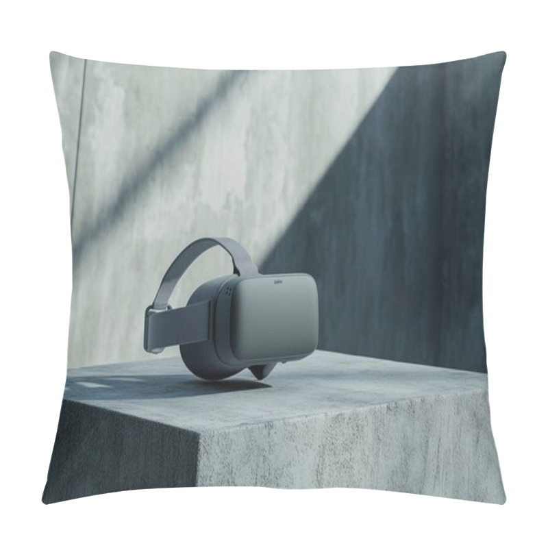 Personality  Modern VR Headset On Concrete Surface - Minimalistic Product Display Pillow Covers