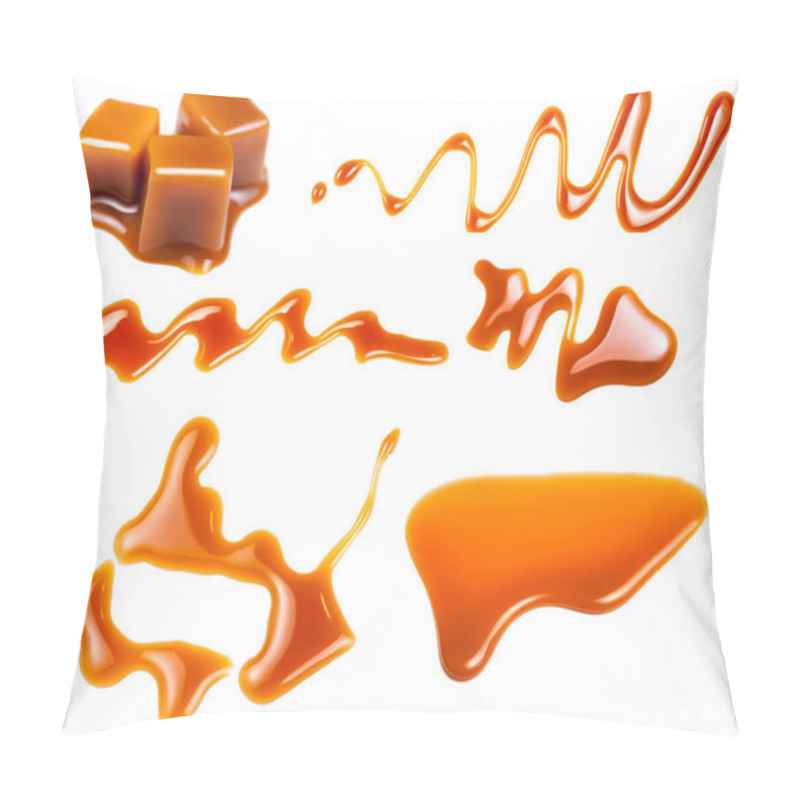 Personality  Caramel Splashes Isolated On White Background Pillow Covers